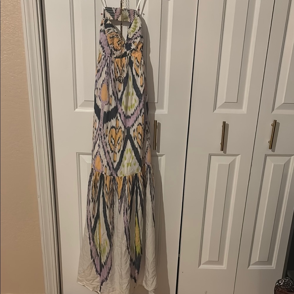 Free People Blue and Gold Resort Maxi Dress